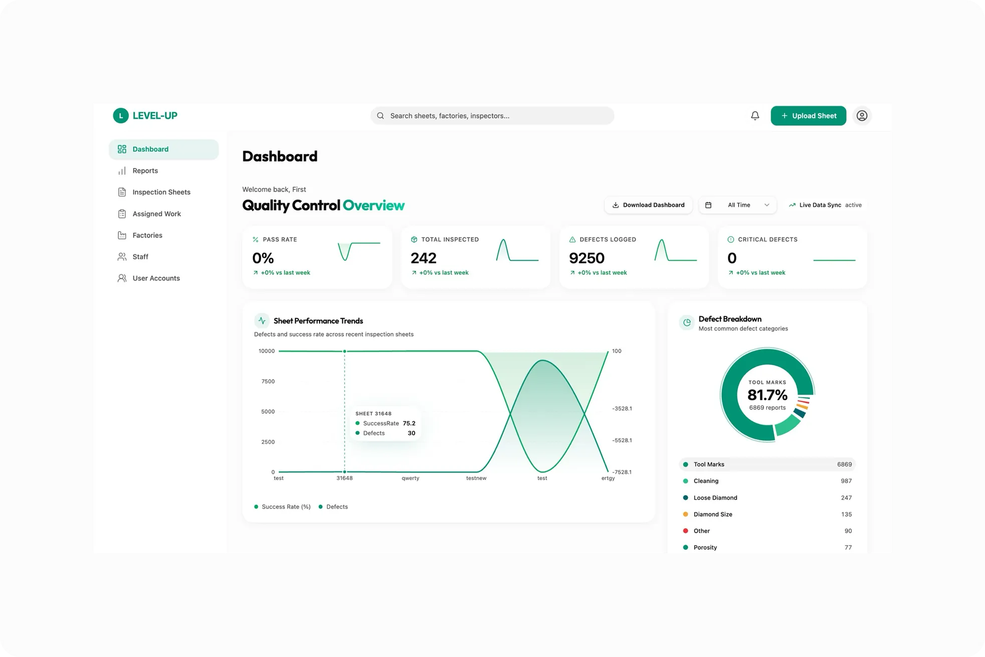 The Jewelry QC Platform interface built for Jewelry QC Co.