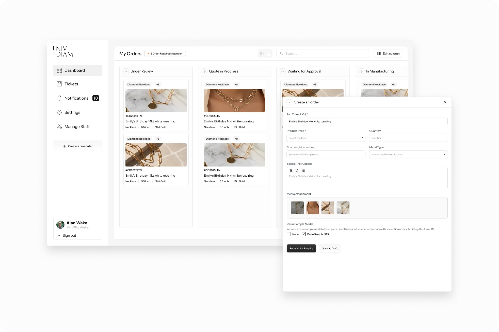 The Univ Diam interface built for Univ Diam